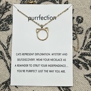 Goldtone Cat Lady Necklace NEW